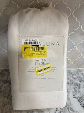 Casaluna Linen Blend Flat Sheet in White